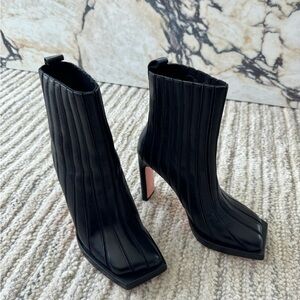 Black square toe boots